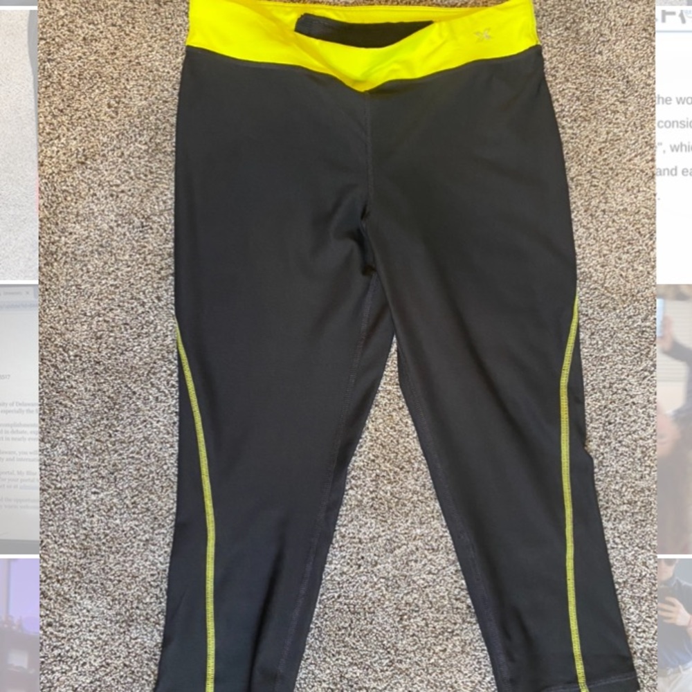 black and yellow capris